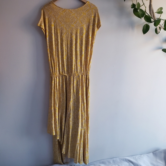 Anthropologie Long Maeve Print Fete Midi Dress Large Yellow summer Spring Dinner - Picture 4 of 14